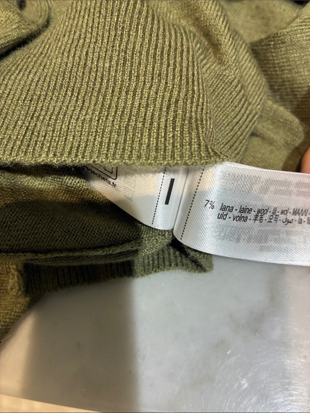 Zara Olive Knit Button-Up Wool Blend Cardigan with Attached Scarf 👵MT - Picture 5 of 6